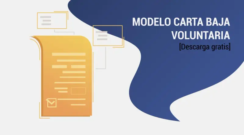 Modelo de carta de baja voluntaria laboral. Descarga gratis. Documento con texto y marca de verificación.