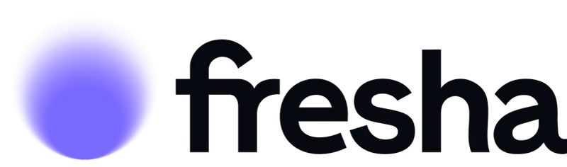 Logo de Fresha con un círculo morado y el texto "fresha". Busca fresha opiniones para saber más.